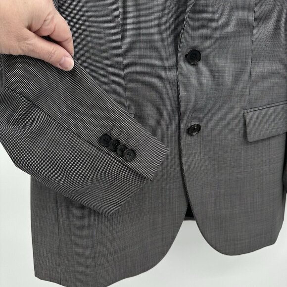 HUGO BOSS jacket blazer sport coat nailhead two button wool black gray 38S - Picture 4 of 7